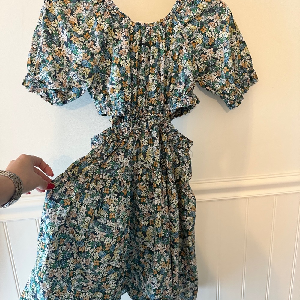 Zara Floral Kids Dress - Blue and Yellow